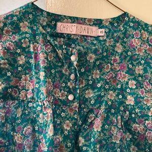 Christy Dawn Top The Jaime Pansy Floral Blouse Green XS